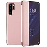 Suhctup Hülle Kompatibel Samsung Galaxy S10+ Plus Hülle,Smart Case-Ansicht, Spiegel Cover Clear View Crystal Case Flip Intelligenten Handyhülle etui Huelle mit Frau Mirror Tasche L