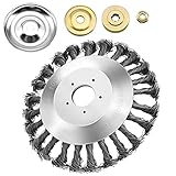 Aoliandatong Unkrautbürste Freischneider 200 x 25,4 MM Kegel Unkrautbuerste Freischneider, Drahtbürste Freischneider mit 4Stück Adaptern,8 Zoll Kegelförmig Geknotet Stahldraht(8 Zoll)