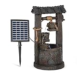 blumfeldt Speyer Kaskadenbrunnen Solarbrunnen Gartenbrunnen Zierbrunnen,Solarbetrieb,4 Kaskadenstufen,Indoor & Outdoor,Solarpanel: 9 V / 2,8 W / 17,5 x 14 cm,frostbeständig