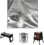 Feuerschale Matte Feuerfeste BBQ Grills Matte Splatter Protector Pad Rund Feuerfeste Unterlage Faltbare Hitzebeständige Wasserbeständige Feuerstelle Zubehör für Boden,Terrasse,Deck (50*100cm)