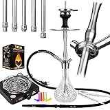 Aladin Shisha MVP 470, Edelstahl-Shisha-Set mit Diffusor, Schliff, Closed Chamber, Komplett-Set m. Cocos-Kohle & Kohleanzünder, Farbe:Flow