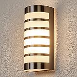 Lindby Edelstahl Wandlampe aussen IP44 | Aussenwandleuchte | Wandleuchte aussen silber | Außenbeleuchtung Wand für Hof, Garten, Terrasse, Balkon, Haus | Aussenleuchte W