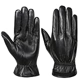 Acdyion Herren Echtleder Handshuche Winter warm Touch-Screen Fahren formelle Anlässe Handschuhe, mit weichem Innenfleece (Black, L)