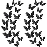 120 Stücke 60 Paare 3D Geschichteten Schmetterling Wand Dekoration Abnehmbare Schmetterling Aufkleber Hohle Wandtattoos DIY Wandkunst Handwerk für Babyzimmer Hause Hochzeit (Schwarz)