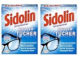 Sidolin Brillenputztücher, 2er Pack (2 x 20 Stück) feuchte Reinigungstücher für Brillen, Displays, B
