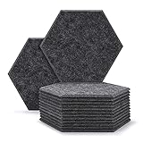 AGPTEK Akustik-Absorptionsplatte, 12 Packungen à 30 x 25 x 0,9 cm, sechseckig, Schalldämmung, Dämmplatten, ideal für Wanddekoration und akustische Behandlung, Dunkelg