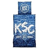 Karlsruher SC Bettwäsche - Mauer - 2teilig (Bezug/Kissen) 135 x 200 KSC - Plus Lesezeichen Wir lieben Fußb