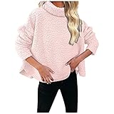 AGOUWUCHE Damen Teddy Fleece Pullover Casual Plüsch Stehkragen Jumper Lose Oberteile Herbst Winter Outwear Flauschig Sweater Fuzzy Oberteile für F