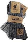 Sonia Originelli 2 Paar Alpakasocken dick Alpakawolle Winter Unisex Farbe Grau, Größe 35-38