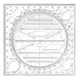 Multifunktionales Rutschfestes Zeichenlineal,Mehrzweckzeichnung,360 ° Rotationsmessvorlage, Runde Kurve Vertikale Paralleles Linienlineal, Geometrische Vorlagen, Schulbürobedarf, Schablone Z