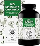 NATURE LOVE® Bio Spirulina + Bio Chlorella mit 500 mg pro Pressling. 500 Tabletten. Laborgeprüft & ohne Zusätze. Hochdosiert, laborgeprüft und 100% veg