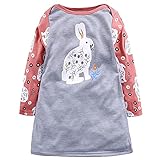 Kinder Mädchen Baumwolle Langarm Streifen Tiere T-Shirt Kleid Baby Mädchen Karikatur Pony Drucken Kleider Kinder Kleid Süße Pferd Pailletten Blume Langarm Stickerei Herbstkleid Alter 2-7 J