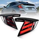 UXZEB LED Rückleuchten für Honda Civic 10th Gen Hatchback/Type R FK7 FK8 2018-2020 Lightbar Heckleuchten, Rücklicht mit Dynamik Blinker, mit E-Mark (Schwarz 1)