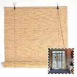 Schilf Vorhang Rollo Aussenbereich,Natural Bambusrollo,Sonnenrollos Heben,Atmungsaktiver Reed Vorhang,Fenster Rollläden Breite 50cm 60cm 70cm 80cm 90cm 100cm 110cm 120cm 140cm,W×H-140x235cm/55x92.5