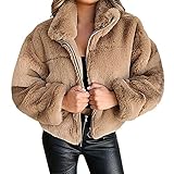 WHZXYDN Damen Herbst Und Winter Kaninchenfell Kunstpelz ReißVerschluss Strickjacke PlüSch Warme Jack