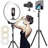 AFI TikTok Selfie-Ringlicht mit 3 Farbmodi, 200.7 cm ausziehbarer Stativ-Ständer, Handy-Kamera-Halter, 320 Leuchtmittel, 6500 K, 10 Helligkeit, dimmbar, LED-Tragetasche für Fotografie, Video, TikTok