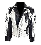 Herren Lederjacke mit Nieten und Fransen im Gothic-Stil - - S