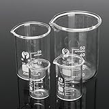 MYAMIA 4Pcs Absolvierte Borosilikatglas-Becher 5Ml 10Ml 25Ml 50Ml-Set Volumetrische Labor Glasw