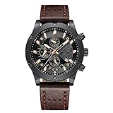 Voigoo Mode-Uhr-Männer der neuen Entwurf Chronograph große Gesichts-Quarz-Armbanduhr Herren Outdoor Sport Leder Uhren orologio U