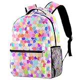 nakw88 Schulrucksack Tasche Niedliche Tier Bookbags Laptop Büchertasche Anti-Diebstahl Lässig für s s Frauen Gemalte Punkte Bunte Rosa Lila B