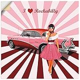 Artland Wandbild selbstklebend Vinylfolie 50x50 cm Wanddeko Wandtattoo 50er Jahre Frau Oldtimer Rockabilly Vintage Retro T6GQ