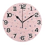 Blue Star Polka Dot Krone Schmetterling Rosa Wanduhr Dekorative Präzise Sweep Bewegung Runde Wanduhren für Wohnzimmer Schlafzimmer Küche Büro Schule Home D