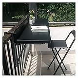 AMSXNOO Balkonhängetisch, Metall Klappbar Höhenverstellbarer Geländer Klapptisch, Rechteckig Gartentisch, Verstellbar Outdoor-Tisch für Garten Camping Balkon (Color : Black, Size : 120X40CM)