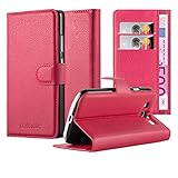 Cadorabo Hülle für Samsung Galaxy XCover 3 in Karmin ROT - Handyhülle mit Magnetverschluss, Standfunktion und Kartenfach - Case Cover Schutzhülle Etui Tasche Book Klapp Sty