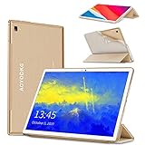 Tablet Touchscreen 10,1 Zoll 4G LTE Call, Tablet PC Android 9.0 Pie Google zertifiziert GMS, 4 GB RAM + 64 GB ROM, 8 Core CPU Typ C, 8000 mAh , 8MP, WLAN/GPS/OTG/Bluetooth Gaming Unterstützung (Gold)