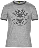 Arnold Gym Herren Bodybuilding Muscle Workout Training Classic Ringer Grau T-Shirt Top - XL 42/44
