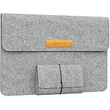 XeloTech Edle Filztasche für iPad Pro 12.9 Zoll oder MacBook Air 13' Retina Modell 2018 - Mit Zubehörtasche für Ladekabel & Zubehör - Schutzhülle/Hülle für Reise, Uni, Büro - Hellg