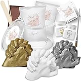 3D Handabdruck Set für Paare Hochwertiges Gipsabdruckset Hände Jahrestag Geschenk für Ihn und Sie Partner Geschenke, Pärchen Geschenke Inklusive Farb