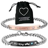 Binego Her King His Queen Partnerarmbänder Geschenk Paar Pärchen Armbänder Ketten Gravur Damen Herren Geschenk H