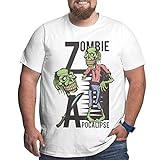 Herren T-Shirt Zombie Apocalise Schwarz für Retro Desgined Rundhals Baumwolle Kurzarm Tee Shirt im Büro, weiß, 58