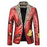 XWLY Anzug Herren Urban Mode Persönlichkeit Gutaussehend Zweifarbig Pailletten Performance Kostüm Herbst Winter Nachtclub Trend Slim Fit Revers Strickjacke Herren Jack