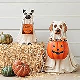 Teochew Ghost Dog/Cat Candy Bowl Holde,Halloween Pumpkin Snack Bowl Stand, Snack Dish, Halloween-Kürbis-Snack-Schüssel-Ständer, Süßes Oder Saures Zauberer-Geisterhundeimer, Deko Obstschale(Cat+ Dog)