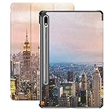 Hülle für Samsung Galaxy Tab S7/s7 Plus New York City Skyline mit urbanen Wolkenkratzern bei Su Stand Back Cover Kompatibel mit Tablet Hüllen für Galaxy Tab S7 11 Zoll S7 Plus 12.4 Z