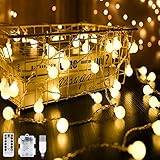 80er LED Kugel Lichterkette, Warmweiß 8M 8 Modi Globe Lichterkette Wasserdicht Partylichterkette mit Batteriebetrieben/USB Stecker Timer Funktion Dimmbar für Weihnachten Garten Hochzeit Balkon Dek