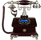 Telefon Dekor Modell Home Schreibtisch Dekoration Classic European Retro Festnetz Home Festnetz, Hölzerner Retrostil Retro rotierendes Zifferblatt kabelgebundenes Telefon Haus und Büro, eine V