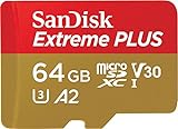 SanDisk Extreme Plus 64GB microSDXC Class 10 Speicherkarte mit SD-Adapter, Gold/R