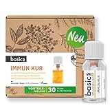 basics IMMUN KUR Monatskur, 30 x 10ml Fläschchen - Immunsystem stärken 15x Vitamin Komplex hochdosiert, Vegan mit Mineralstoffen - unterstützt Immunsystem und Energiestoffw