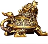 WIIVII Figur Deko Dragon Turtle Feng Shui Statue, chinesische Tierskulptur Dekorationen for Wohnzimmer Messingschmuck, for Familie und Freunde, Messing Feng Shui Deko (Color : Brass)