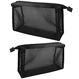 2Pcs Mesh Kosmetiktasche Damen Reise Kulturbeutel Tragbare Kulturtasche Mesh Reise Kulturtasche Mit Reißverschluss für Reisen Flugzeug(Klein + Groß)