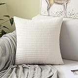 MIULEE 1 Stück Kissenbezüge Weihnachten Kordsamt Dekokissen Kissenbezug Sofakissen Dekorativ Couchkissen Kissenhülle Bezug Zierkissen Weich für Wohnzimmer Schlafzimmer 45x45 cm, 18x18 Inch Weiß
