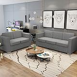 Wohnzimmersofa,Wohnzimmermöbel,Gepolstertes Sofa,Mit Rückenlehne und Armlehnen,Für Wohnzimmer,Schlafzimmer,Büro,Wohnung,Empfangszimmer,Zweiteilige Sofagarnitur Stoff Hellg