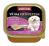 animonda Vom Feinsten Adult Hundefutter, Nassfutter für ausgewachsene Hunde, Schlemmerkern mit Huhn, Ei + Schinken, Bananen + Aprikosen, 22 x 150 g