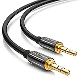 deleyCON 1m Klinkenkabel 3,5mm AUX Kabel Stereo Audio Kabel Klinkenstecker gerade für PC Laptop Handy Smartphone Tablet KFZ HiFi-Receiver - Schw