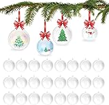 LATERN 25 Stück Transparente Weihnachtskugel, 10CM Befüllbarer Ball aus Kunststoff aus Acryl Klare Christbaumschmuckkugeln Christbaumkugeln Ornament für Weihnachtsbaum Hochzeits Party Dek
