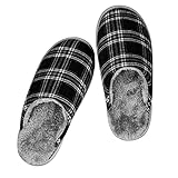 riemot Herren Damen Hausschuhe, Memory Foam Weiche Flauschige Hausschlappen, Winter Wärme Pantoffeln Hauspantoffeln, Unisex Indoor Outdoor Slippers, Schwarz Weiß EU 38-39