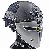 AQzxdc Fast Taktische Helm Sets, mit Militär Airsoft Maske, Komplettes Set An Paintball-Schutzausrüstung, für Halloween-Jagd CS War Game,Silber,L
